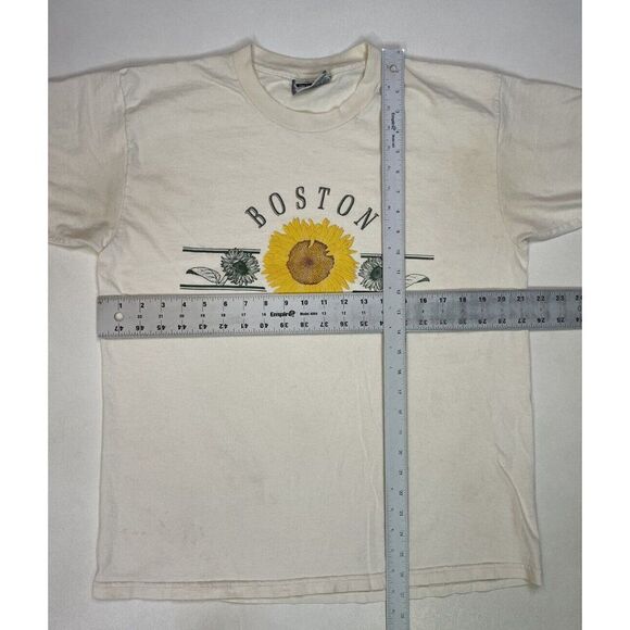 VINTAGE Boston Massachusetts Daisy SunFlower Graphic T-shirt Men Large 90s - Picture 10 of 10